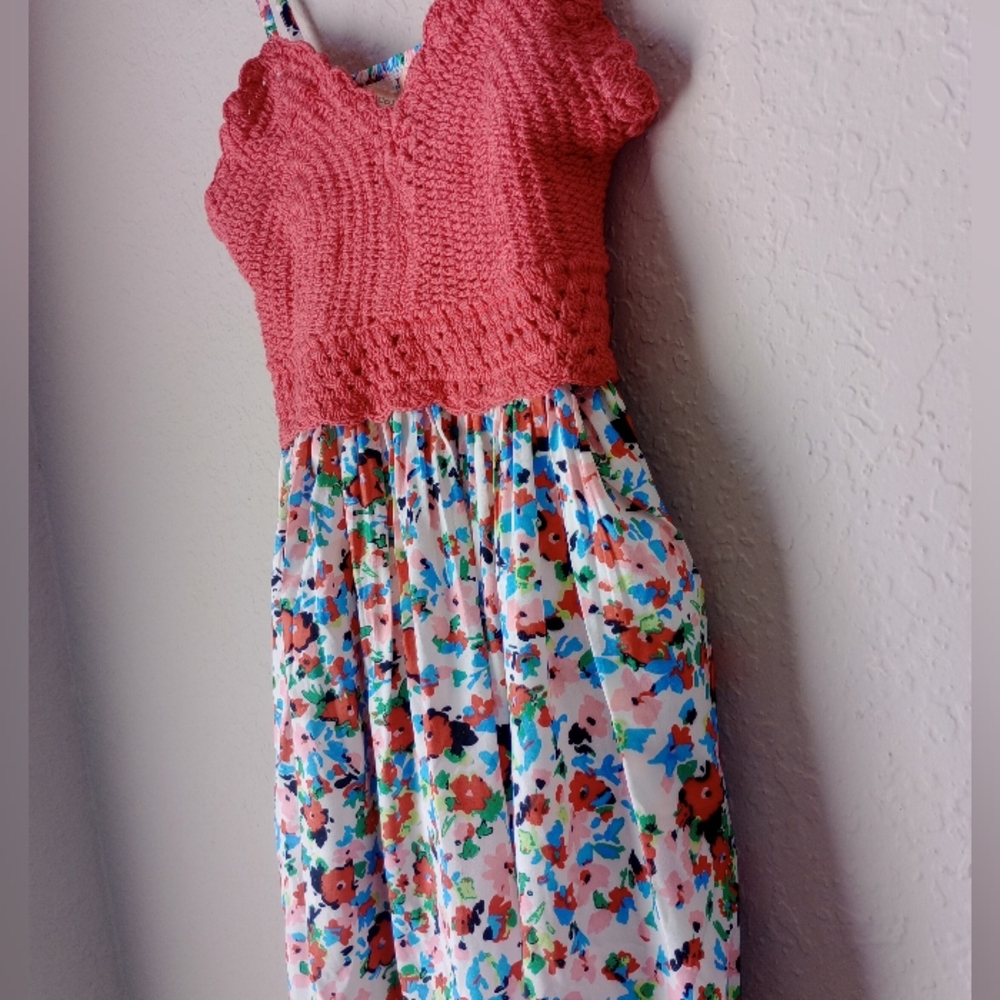 BOG Collective Coral Crochet Top with Multicolor Pattern - Picture 2 of 8